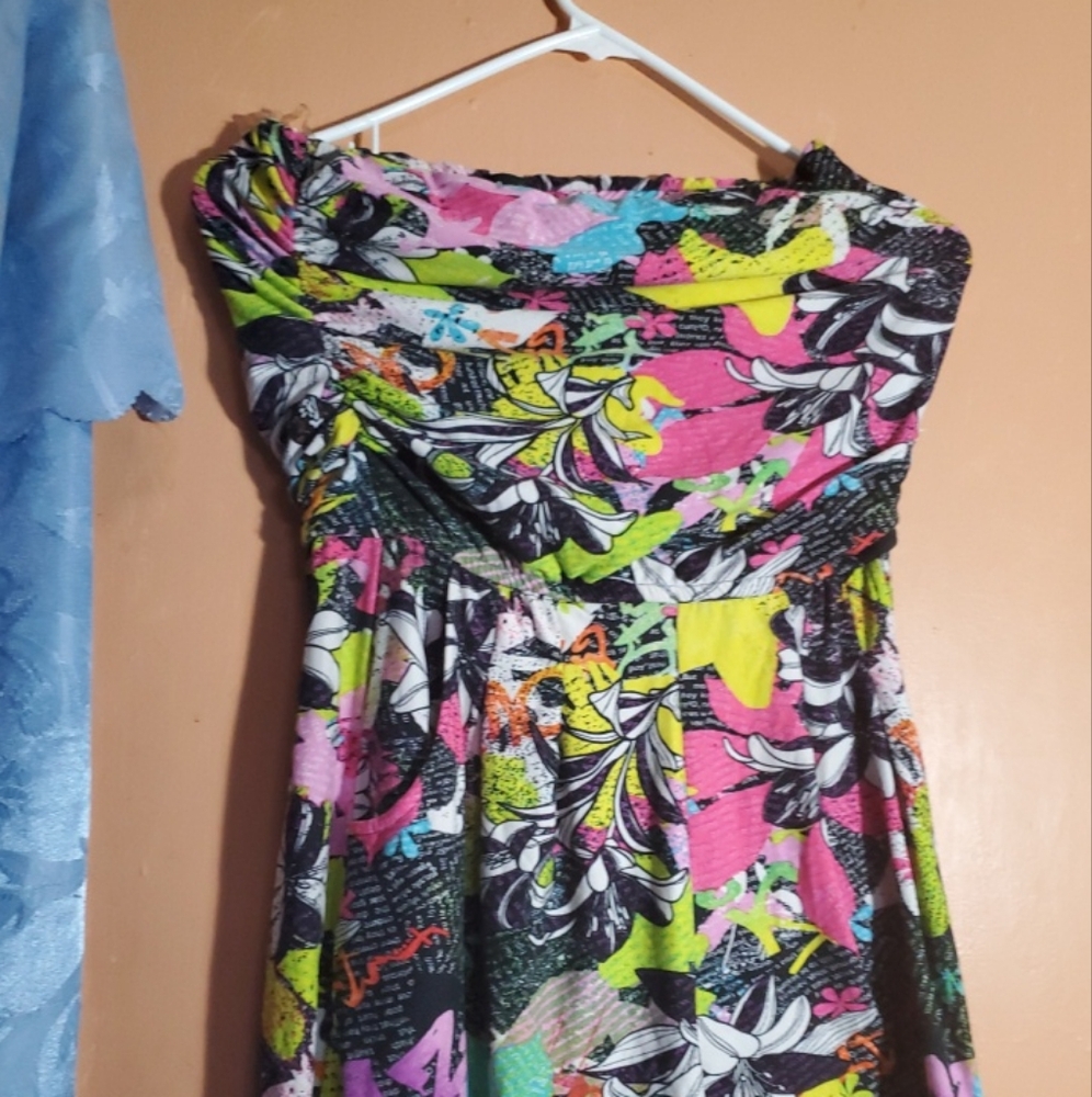 Colorful Strapless Dress